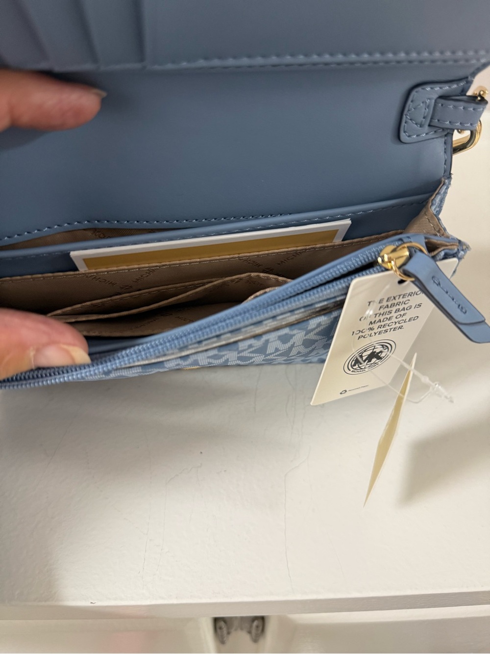 Michael Kors Phone Wallet, Light Blue MK Monogram Crossbody! NWT!! - Picture 5 of 8